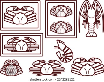 Crab and shrimp illustration set