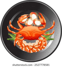Crab and shrimp on a decorative plate