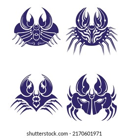 crab silhouette art vector set