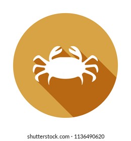 crab silhouette icon in Flat, Long shadow on white background