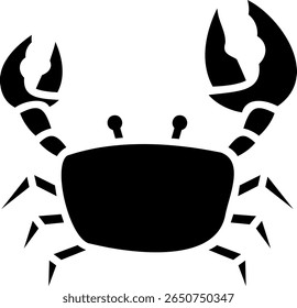 Crab Silhouette Icon, Seafood Symbol