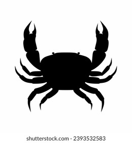 Crab silhouette icon vector. Crab silhouette can be used as icon, symbol or sign. Crab icon vector for design of ocean, undersea or marine