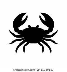 Crab silhouette icon vector. Crab silhouette can be used as icon, symbol or sign. Crab icon vector for design of ocean, undersea or marine