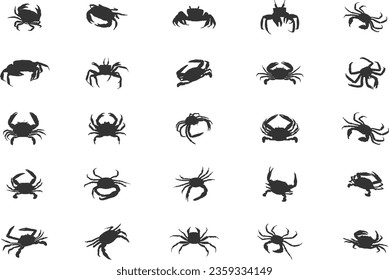 Crab silhouette, Crab icon, Crab vector, Crab silhouettes
