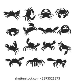Ilustración de silueta de cangrejo, vector de cangrejo de conjunto