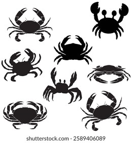 Crab Silhouette, Crab illustration, Crab icon Silhouette, Crab Silhouette illustration