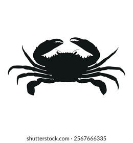 Crab Silhouette isolated white background. Vector Illustration.