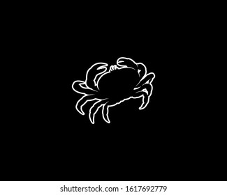 Crab Silhouette on Black Background. Isolated Vector Animal Template for Logo Company, Icon, Symbol etc