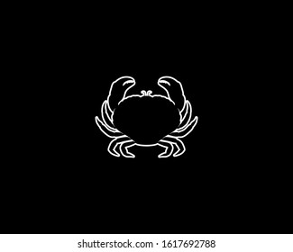 Crab Silhouette on Black Background. Isolated Vector Animal Template for Logo Company, Icon, Symbol etc