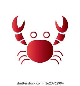 Crab silhouette red gradient color. Logo. Isolated crab on white background