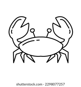 Crab. Crab silhouette. Sea animal. Design element for textile, print, menu, app, coloring book. Vector illustration in linear style