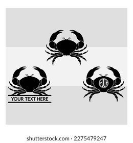 Crab, Crab Silhouette, Sea Food, Seafood, Silhouette Cut File, Crab Clipart, Crab Vector, Svg, Eps