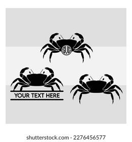 Crab, Crab Silhouette, Seafood, Silhouette Cut File, Crab Clipart, Crab Vector, Sea Food, SVG, Eps svg