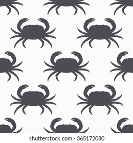 Crab silhouette seamless pattern. Seafood meat. Background for craft food packaging or shop design. Vector illustration