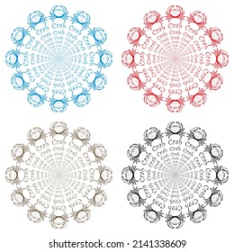 Crab Silhouette And Text Vector Illustration. Seafood Shop Label, Design Elements, Emblem Template
