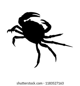 Crab silhouette vector. Animal in black and white concept.