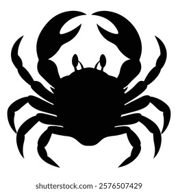 Crab Silhouette Vector Art and Black Crab Design Illustration