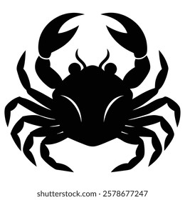 Crab Silhouette Vector Art and Black Crab Design Illustration