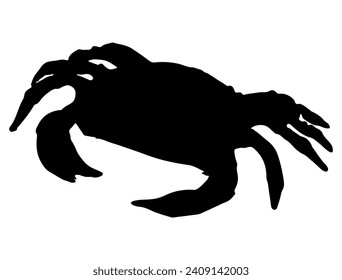 Crab silhouette vector art white background, Seafood silhouette