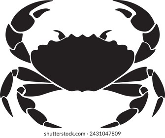 Crab Silhouette Vector Illustration White Background