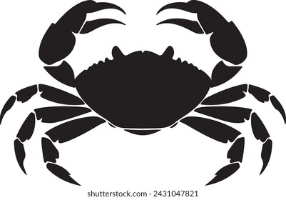 Crab Silhouette Vector Illustration White Background