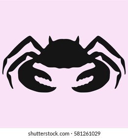 Crab, silhouette vector isolated