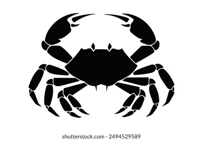 Crab Silhouette Vector isolated on a white background, Sea Crab black Silhouette Clipart 