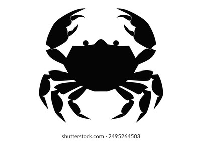 Crab Silhouette Vector isolated on a white background, Sea Crab black Silhouette Clipart 