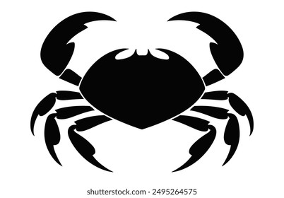 Crab Silhouette Vector isolated on a white background, Sea Crab black Silhouette Clipart 