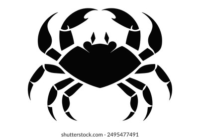 Crab Silhouette Vector isolated on a white background, Sea Crab black Silhouette Clipart 