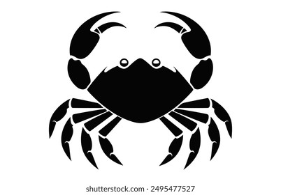 Crab Silhouette Vector isolated on a white background, Sea Crab black Silhouette Clipart 