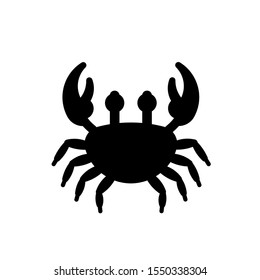 Crab silhouette. Vector Crab Logo. Isolated crab on white background. Cartoon crab seafood vector illustration.