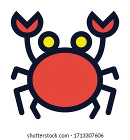 Crab. Simple Vector Color Icon.