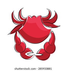 Crab Sketchy Colored Vector Icon