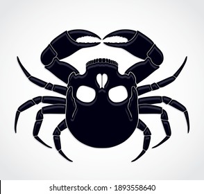 Crab Skull Scary Silhouette Tattoo Logo Design