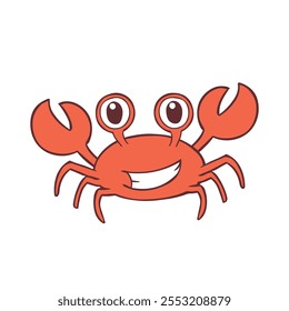 Caranguejo Sorrindo Cartoon Personagem Vetor
