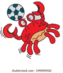 crab soccer player is trying to catch a soccer ball.