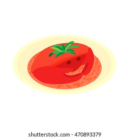 Crab soup icon in cartoon style isolated on white background. Food symbol