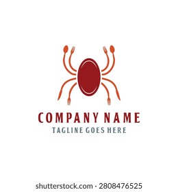 Crab Spider Plate Spoon Fork Cutlery Food For Corporate Brand Identity And Business Seafood Restaurant Concept