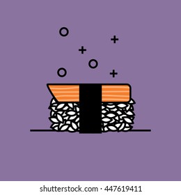 Crab stick sushi in linear style.
