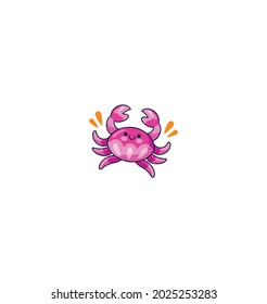 Crab Sticker Icon Isolated On White Background