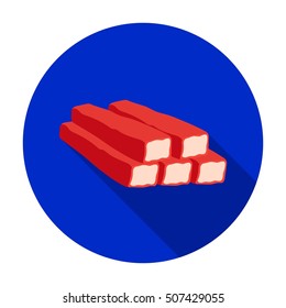 Crab sticks icon in flat style isolated on white background. Meats symbol stock vector illustration