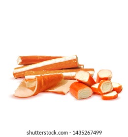 Crab sticks low poly. Fresh, nutritious, tasty crab sticks. Vector illustration. Crab sticks in triangulation technique. 