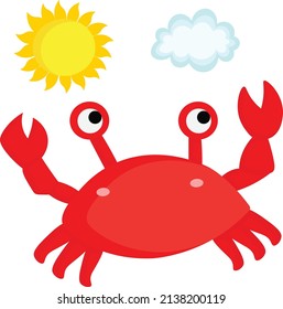 Crab In A Sunny Day Vector Clipart