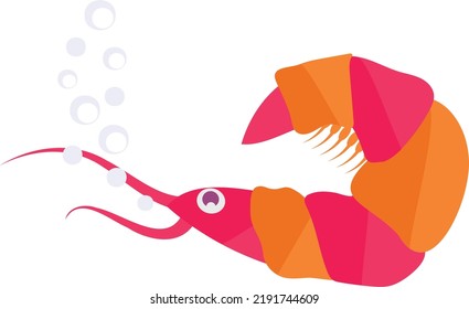 crab swimming in deep sea Concept, Prawns seafood vector color icon design, Deep sea creature symbol, Aquatic Elements Sign, Underwater animal stock illustration
