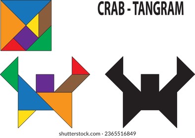 Crab Tangram Puzzle. Education and Creativity.