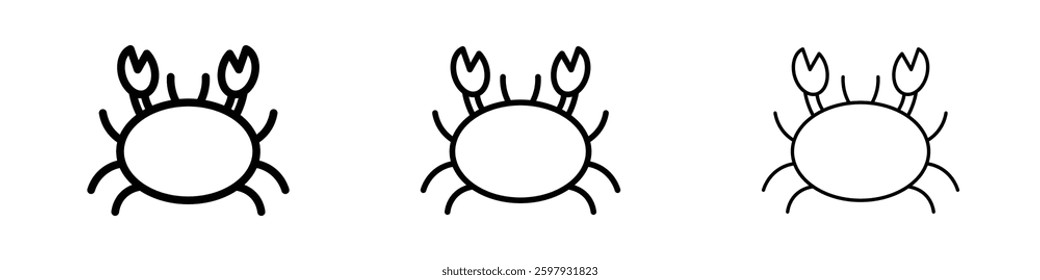 Crab thin line vector icon set.
