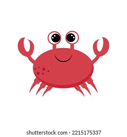 Crab toy icon. Big eyes, claws. Cute cartoon kawaii funny baby character. Sea ocean animal collection. Flat design. Kids print. White background. Isolated. Vector illustration