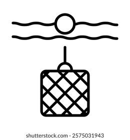 Crab Trap Vector Line Icon Design