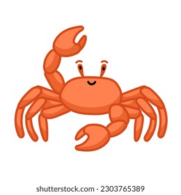 Crab underwater marine animal character for kids game or education